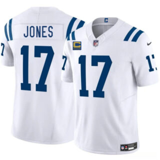 Men's Indianapolis Colts #17 Daniel Jones White 2025 F.U.S.E. With 4-Star C Patch Vapor Limited Stitched Football Jersey
