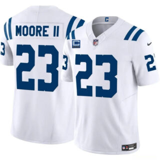 Men's Indianapolis Colts #23 Kenny Moore II White 2025 F.U.S.E. With 4-Star C Patch Vapor Limited Stitched Football Jersey