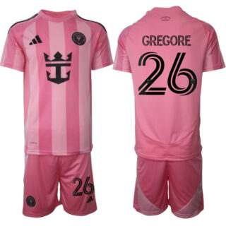 Men's Inter Miami CF #26 Gregore 25 26 Pink Home Soccer Jersey Suit