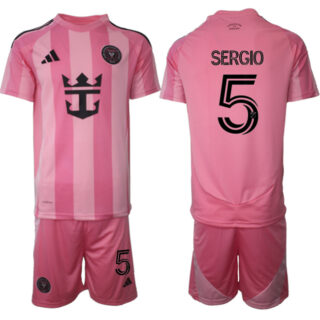 Men's Inter Miami CF #5 Sergio 25 26 Pink Home Soccer Jersey Suit