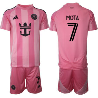 Men's Inter Miami CF #7 Jean Mota 25 26 Pink Home Soccer Jersey Suit