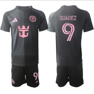 Men's Inter Miami CF #9 Luis Suarez 2025 Black Away Soccer Jersey Suit