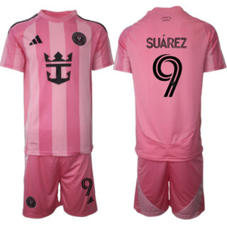 Men's Inter Miami CF #9 Luis Suarez 25 26 Pink Home Soccer Jersey Suit