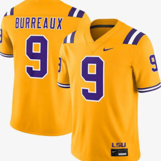 Men's LSU Tigers #9 Joe Burrow Gold Limited Stitched Jersey