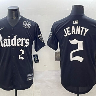 Men's Las Vegas Raiders #2 Ashton Jeanty Black 'Gothic Sin City Shadows Edition' With 65th Anniversary Patch Vapor Limited Stitched Baseball Jersey