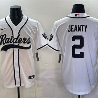 Men's Las Vegas Raiders #2 Ashton Jeanty White Cool Base Stitched Baseball Jersey