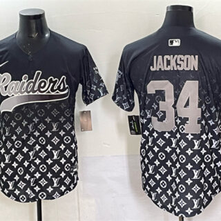 Men's Las Vegas Raiders #34 Bo Jackson Black Limited Stitched Baseball Jersey