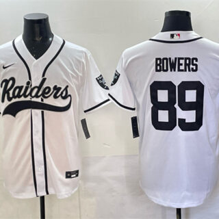 Men's Las Vegas Raiders #89 Brock Bowers White Cool Base Stitched Baseball Jersey