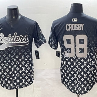Men's Las Vegas Raiders #98 Maxx Crosby Black Limited Stitched Baseball Jersey