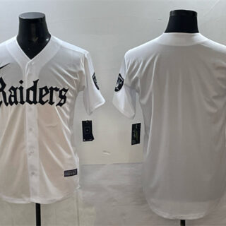 Men's Las Vegas Raiders Blank White 'Gothic Sin City Shadows Edition' Vapor Limited Stitched Baseball Jersey