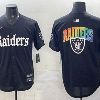 Men's Las Vegas Raiders Team Big Logo Black 'Gothic Sin City Shadows Edition' Vapor Limited Stitched Baseball Jersey