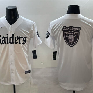 Men's Las Vegas Raiders Team Big Logo White 'Gothic Sin City Shadows Edition' Vapor Limited Stitched Baseball Jersey