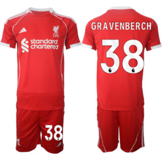 Men's Liverpool #38 Ryan Gravenberch 2025 Red Home Soccer Jersey Suit