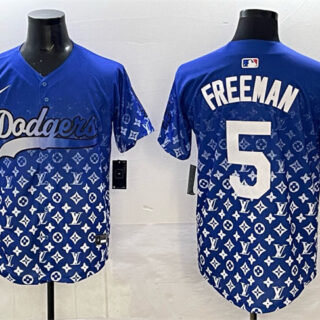 Men's Los Angeles Dodgers #5 Freddie Freeman Blue Limited Stitched Baseball Jersey