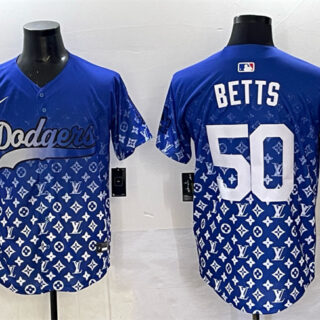 Men's Los Angeles Dodgers #50 Mookie Betts Blue Limited Stitched Baseball Jersey