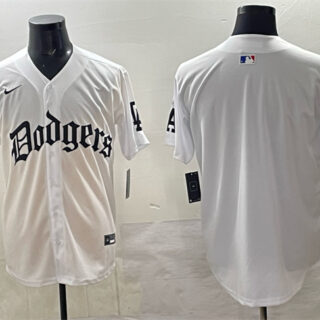Men's Los Angeles Dodgers Blank White 2025 LA Gothic Style Vapor Premier Limited Stitched Baseball Jersey