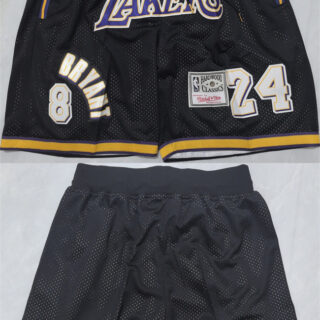 Men's Los Angeles Lakers #24 Kobe Bryant Black Shorts (Run Small)