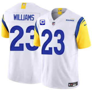 Men's Los Angeles Rams #23 Kyren Williams White 2025 F.U.S.E. With 1-Star C Patch Vapor Untouchable Stitched Football Jersey