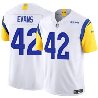 Men's Los Angeles Rams #42 Ethan Evans White 2025 F.U.S.E. Vapor Untouchable Stitched Football Jersey