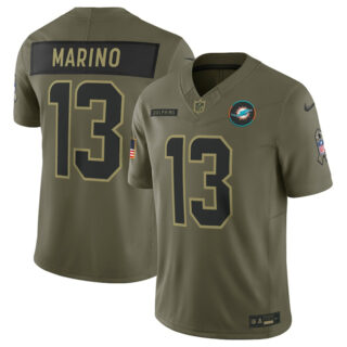 Men's Miami Dolphins #13 Dan Marino Olive 2025 Salute to Service Limited Stitched Football Jersey