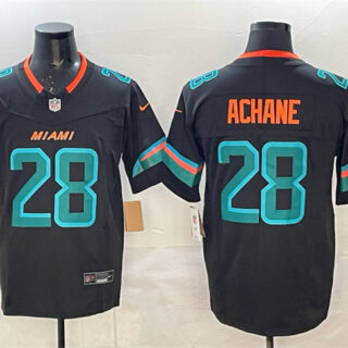 Men's Miami Dolphins #28 De'Von Achane Black 2025 F.U.S.E. Rivalries Vapor Limited Stitched Football Jersey