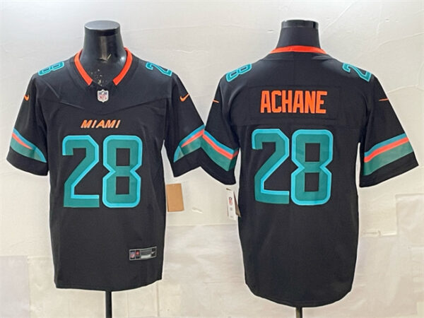 Men's Miami Dolphins #28 De??Von Achane Black 2025 F.U.S.E. ??Rivalries?? Vapor Limited Stitched Football Jersey
