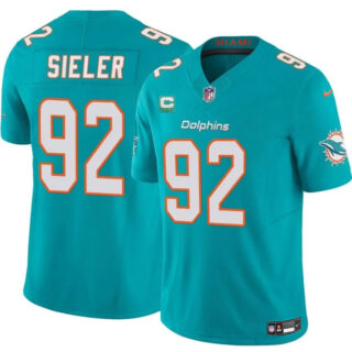 Men's Miami Dolphins #92 Zach Sieler Aqua 2025 F.U.S.E. With 2-Star C Patch Vapor Limited Stitched Football Jersey