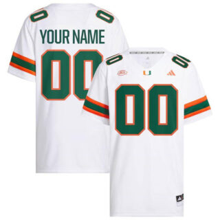 Men's Miami Hurricanes Active Player Custom White Premier Stitched Football Jersey