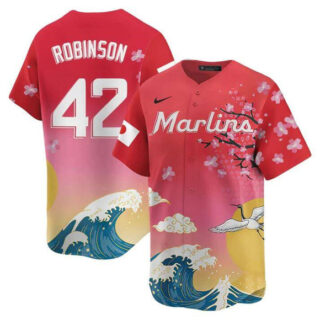 Men's Miami Marlins #42 Jackie Robinson Pink Japanese Heritage Night 2025 Limited Baseball Jersey