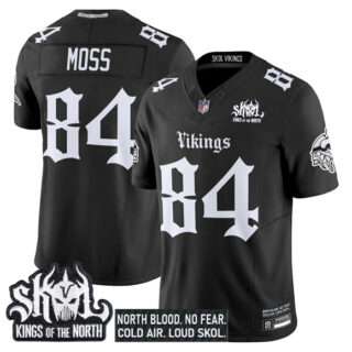 Men's Minnesota Vikings #84 Randy Moss Black 2025 F.U.S.E. Kings of the North Patch 'Gothic Norseblood Edition' Vapor Untouchable Limited Stitched Football Jersey