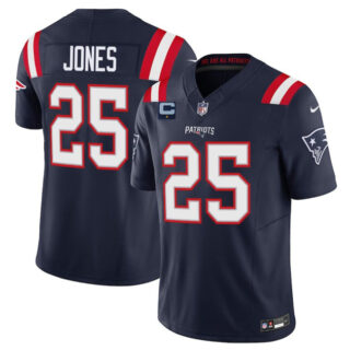 Men's New England Patriots #25 Marcus Jones Navy 2025 F.U.S.E. With 1-Star C Patch Vapor Limited Stitched Football Jersey