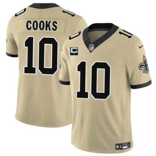 Men's New Orleans Saints #10 Brandin Cooks Gold 2025 F.U.S.E. With 1-Star C Patch Alternate Vapor Limited Stitched Football Jersey
