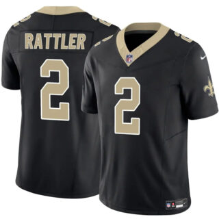 Men's New Orleans Saints #2 Spencer Rattler Black 2025 F.U.S.E Vapor Limited Stitched Football Jersey