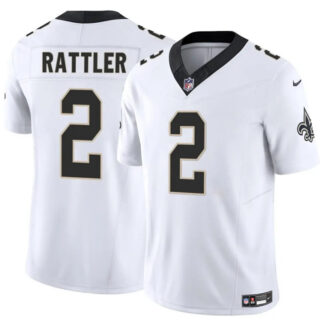 Men's New Orleans Saints #2 Spencer Rattler White 2025 F.U.S.E Vapor Limited Stitched Football Jersey