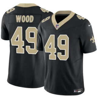 Men's New Orleans Saints #49 Zach Wood Black 2025 F.U.S.E Vapor Limited Stitched Football Jersey