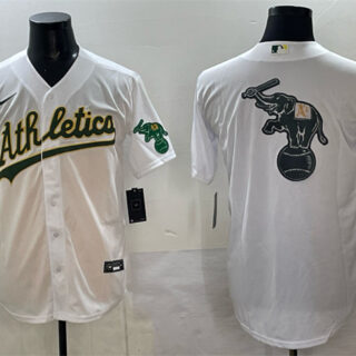 Men's Oakland Athletics Team Big Logo White Stitched Baseball Jersey