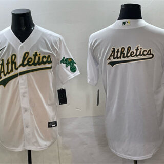 Men's Oakland Athletics Team Big Logo White Stitched Baseball Jersey