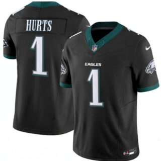 Men's Philadelphia Eagles #1 Jalen Hurts Black 2024 New F.U.S.E. Vapor Untouchable Limited Stitched Football Jersey