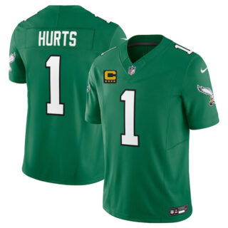 Men's Philadelphia Eagles #1 Jalen Jurts Kelly Green 2025 F.U.S.E. With 4-Star C Patch Vapor Untouchable Limited Throwback Stitched Football Jersey
