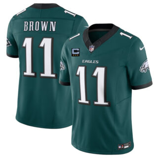 Men's Philadelphia Eagles #11 A.J. Brown Green 2025 F.U.S.E. With 3-Star C Patch Vapor Untouchable Limited Stitched Football Jersey