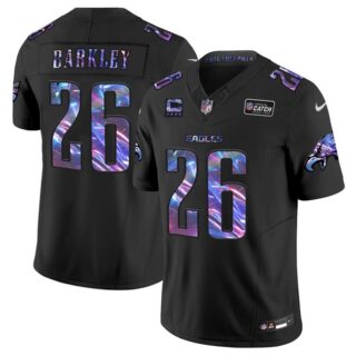 Men's Philadelphia Eagles #26 Saquon Barkley Black 2024 Crucial Catch F.U.S.E. With 4-Star C Patch Vapor Limited Stitched Football Jersey