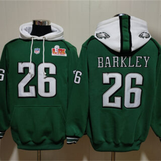 Men's Philadelphia Eagles #26 Saquon Barkley Green Super Bowl LIX Pullover Hoodie