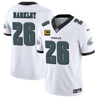 Men's Philadelphia Eagles #26 Saquon Barkley White 2025 F.U.S.E. With 4-Star C Patch Vapor Untouchable Limited Stitched Football Jersey