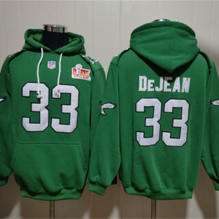 Men's Philadelphia Eagles #33 Cooper DeJean Green Super Bowl LIX Pullover Hoodie