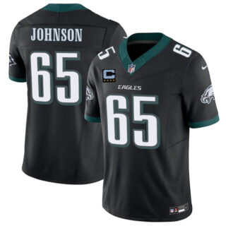 Men's Philadelphia Eagles #65 Lane Johnson Black 2025 F.U.S.E. With 4-Star C Patch Vapor Untouchable Limited Throwback Stitched Football Jersey