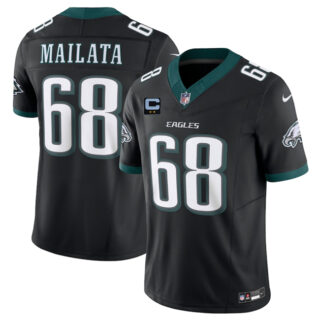 Men's Philadelphia Eagles #68 Jordan Mailata Black 2025 F.U.S.E. With 2-Star C Patch Vapor Untouchable Limited Throwback Stitched Football Jersey
