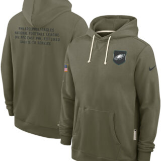 Men's Philadelphia Eagles Olive 2025 Salute to Service Pullover Hoodie