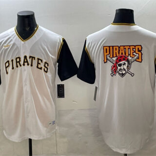 Men's Pittsburgh Pirates Team Big Logo White Cool Base Stitched Jersey