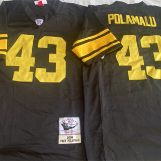 Men's Pittsburgh Steelers #43 Troy Polamalu Black Color Rush Stitched Football Jersey