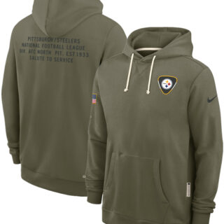 Men's Pittsburgh Steelers Olive 2025 Salute to Service Pullover Hoodie